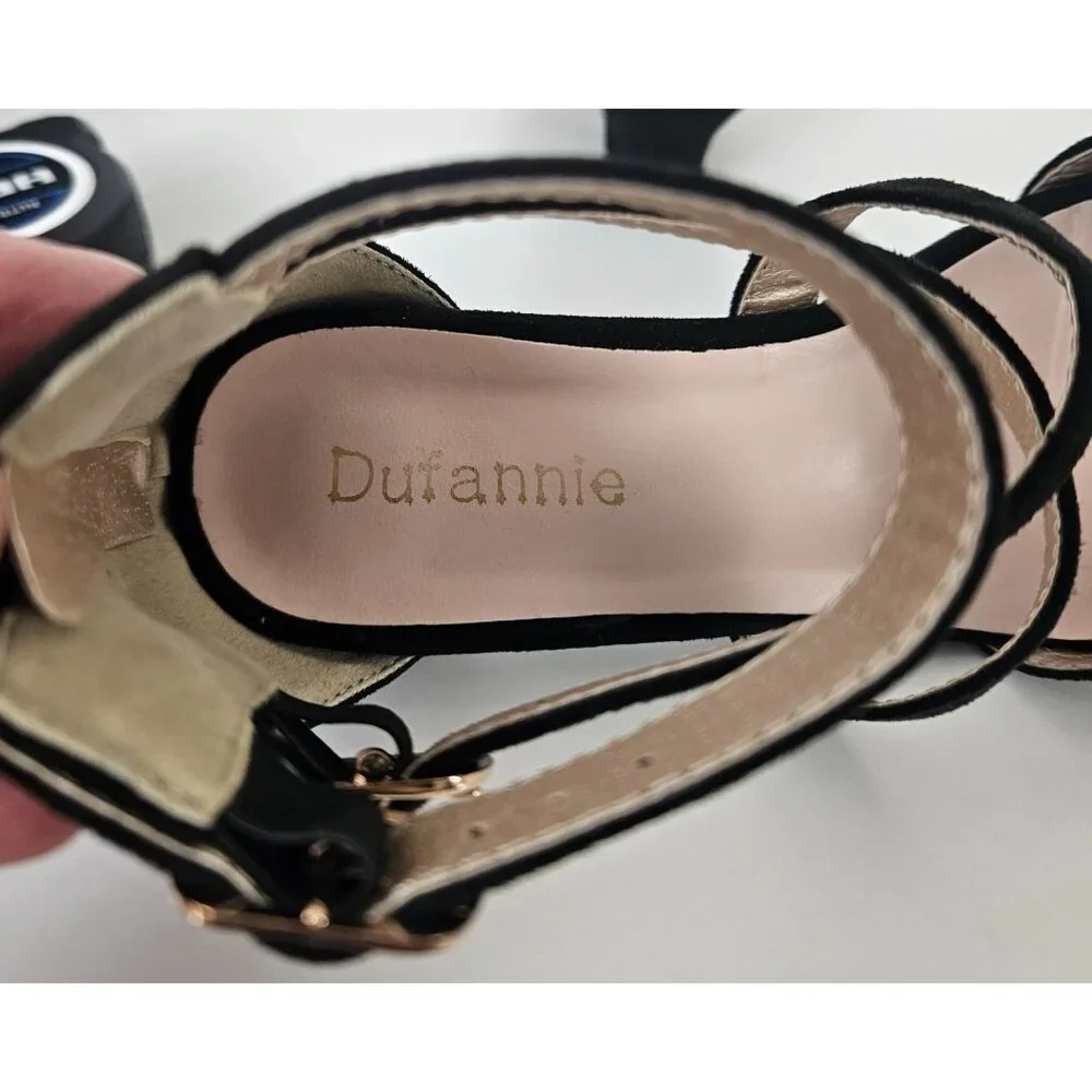 Girls Sz 13 Little Kid Black High Heel Sandals Cross Strap Wedding Party Church